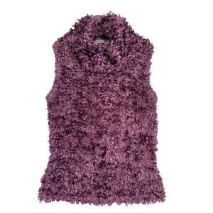 Vintage Purple Textured Faux Fur Vest